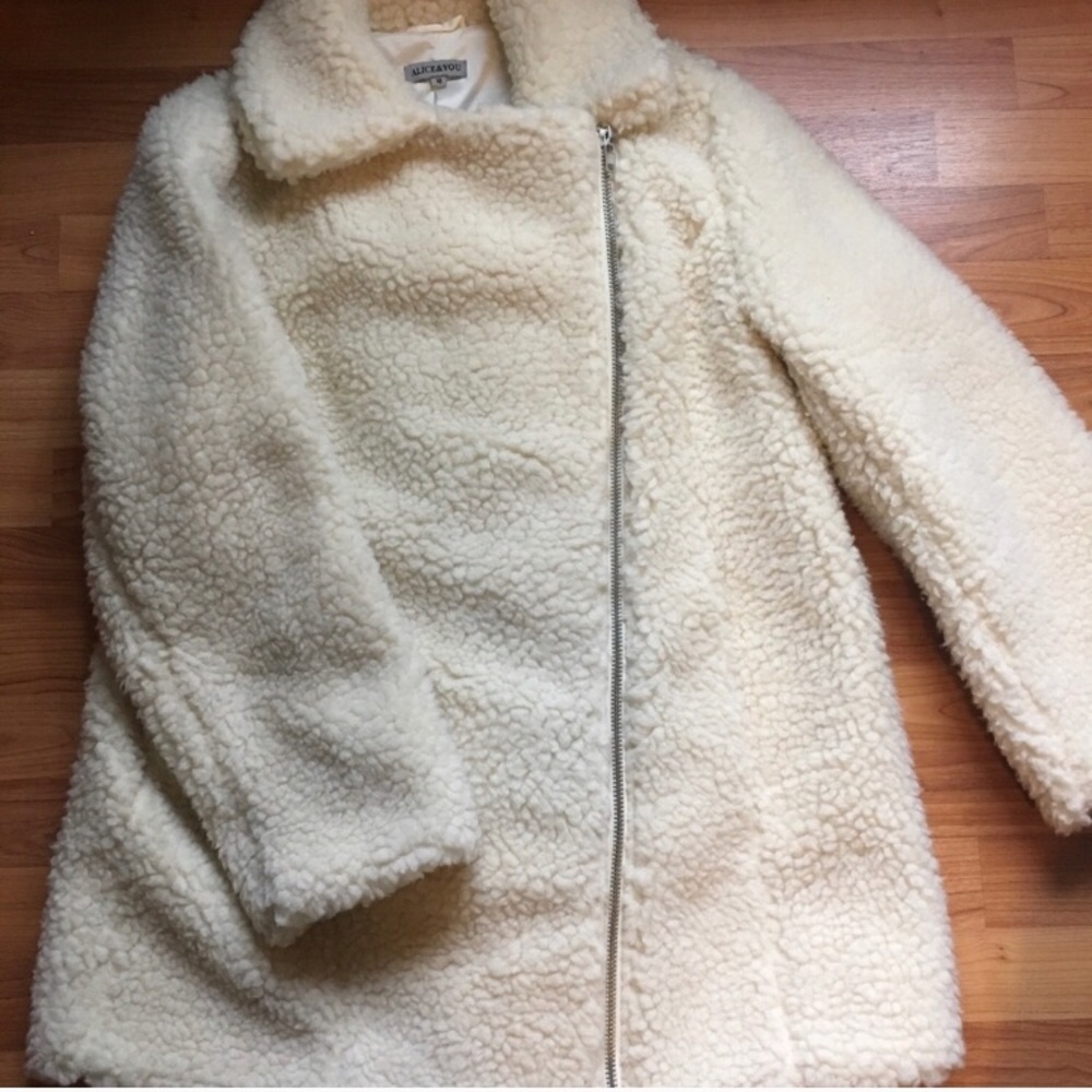 Alice & You Faux Shearling Teddy Moto Coat